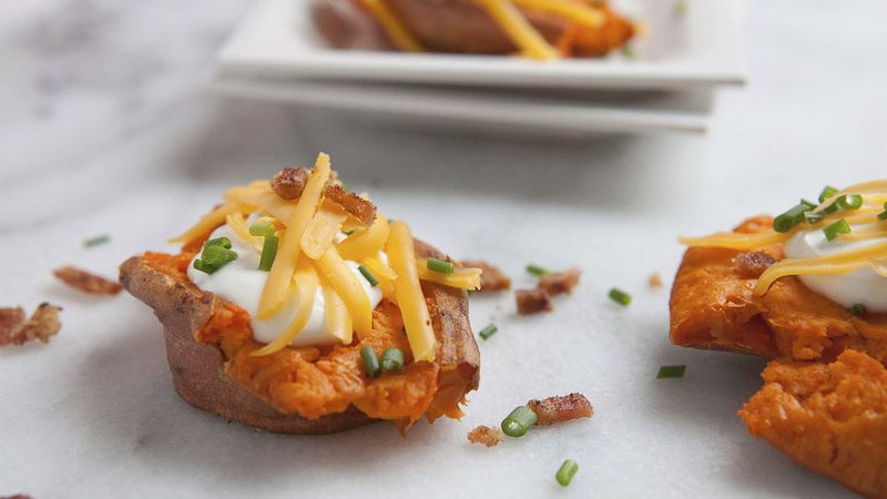 Loaded Smashed Sweet Potatoes