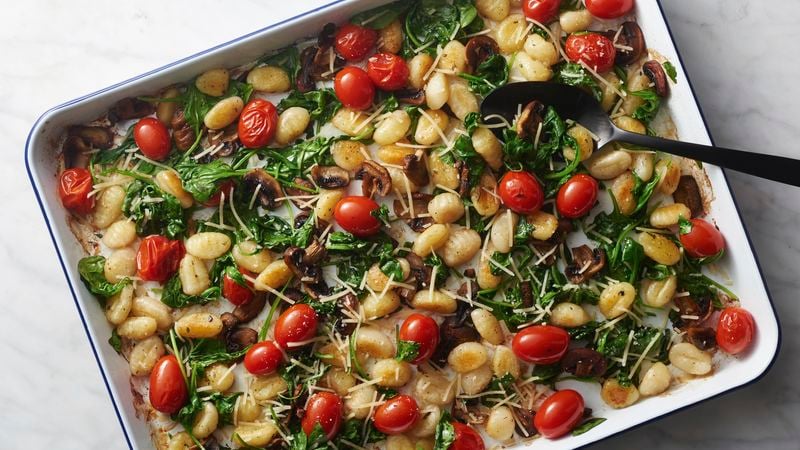 Sheet-Pan Gnocchi, Mushroom and Spinach Dinner