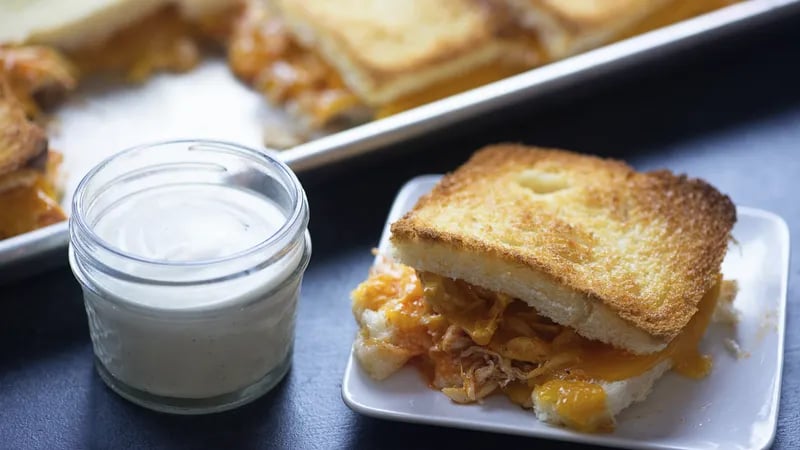 Sheet-Pan Buffalo Chicken Grilled Cheese