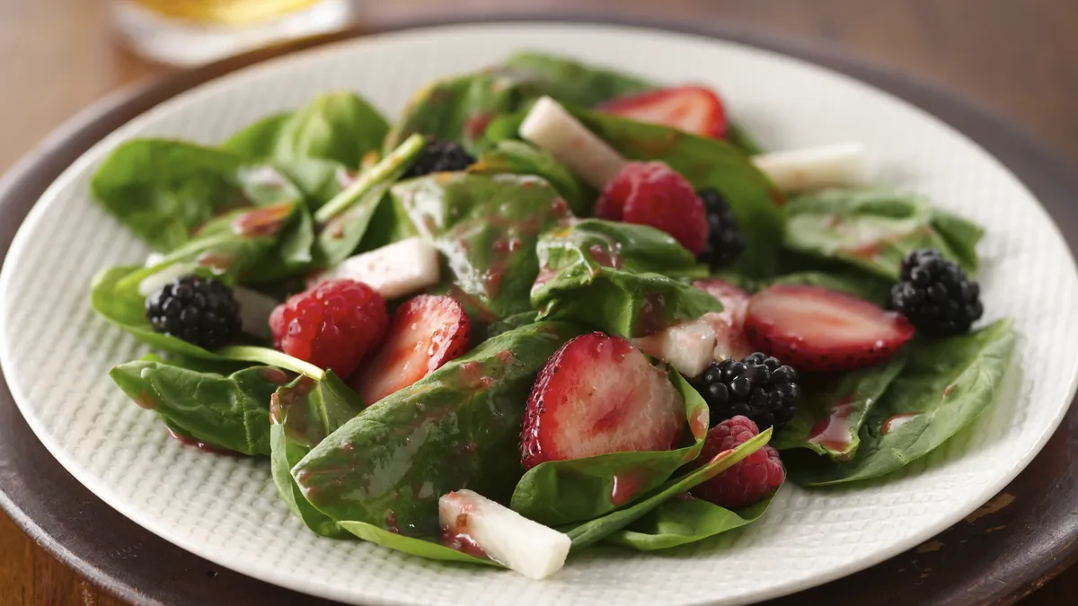 Triple Berry and Jicama Spinach Salad 