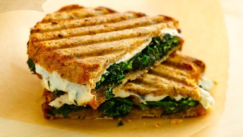 Kale with Mozzarella and Hot Pepper Jelly Panini