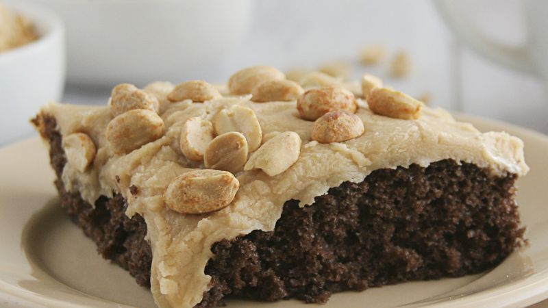 Chocolate Sheet Cake with Peanut Butter Icing