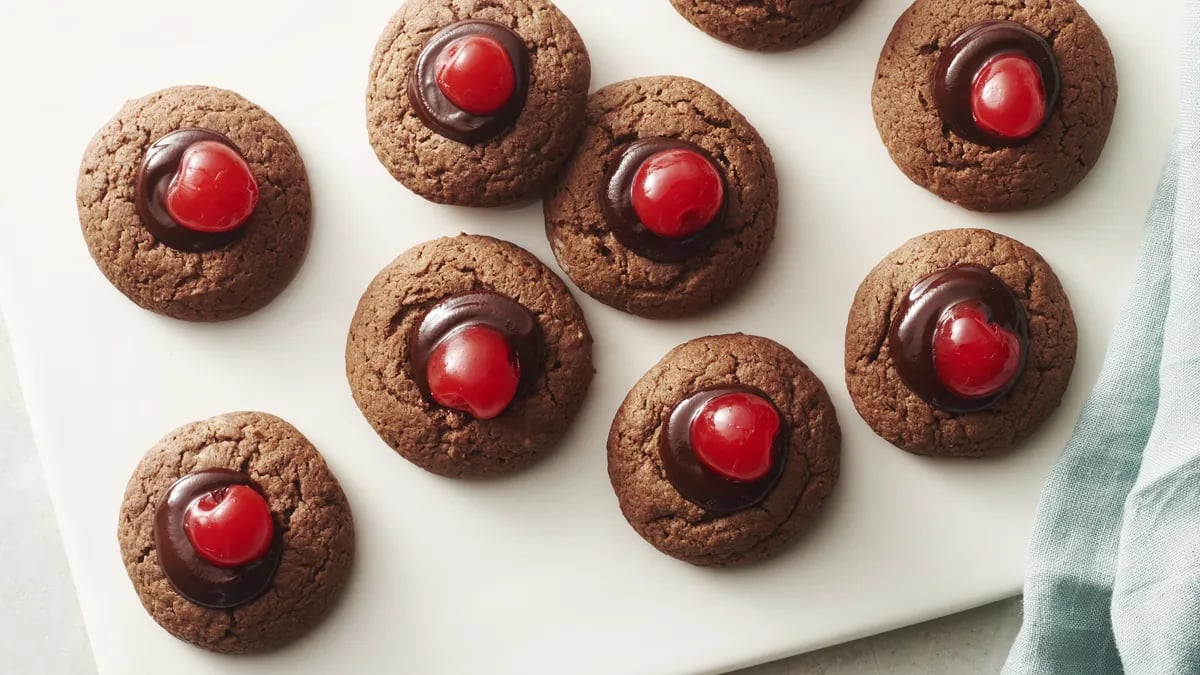 Chocolate-Cherry Thumbprint Cookies