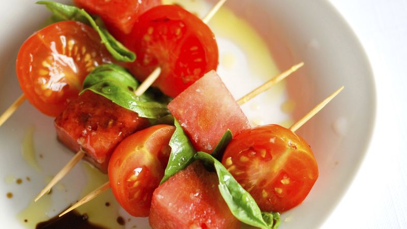 Watermelon and Tomato Skewers