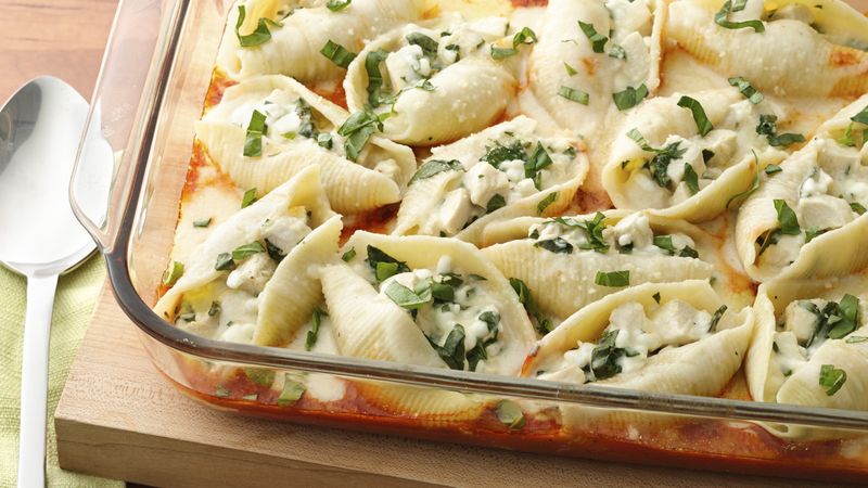 Chicken-Stuffed Shells with Two Sauces