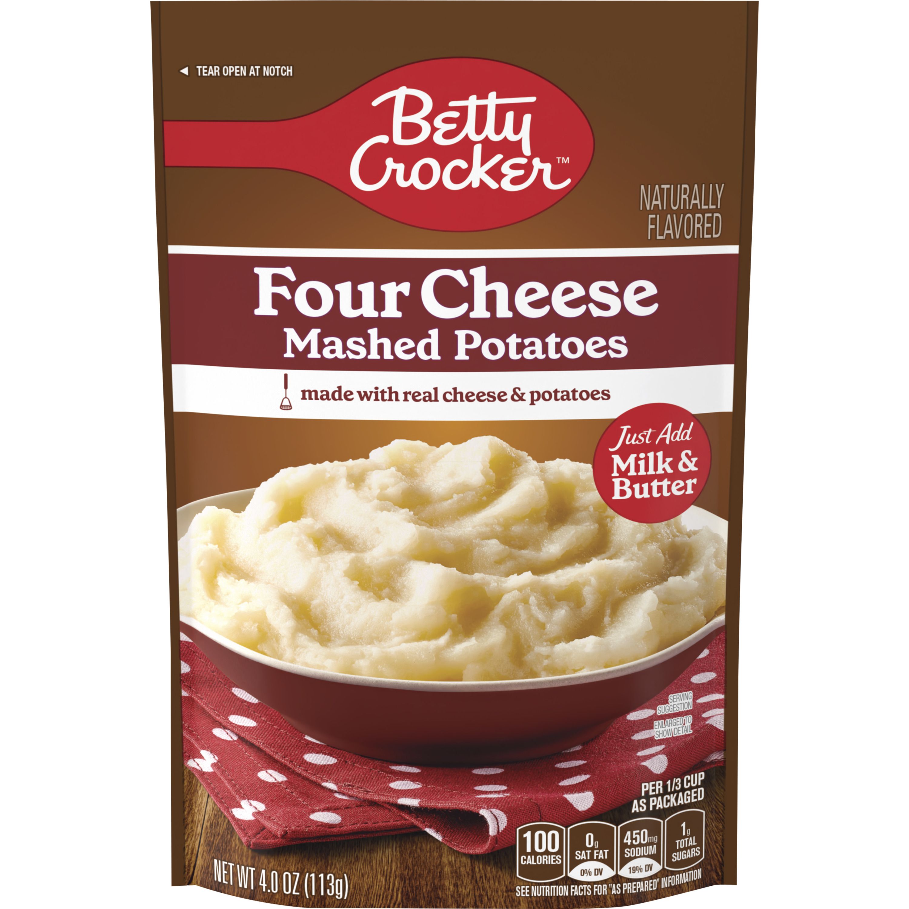 Betty Crocker Four Cheese Mashed Potatoes, 4 ounces - Front