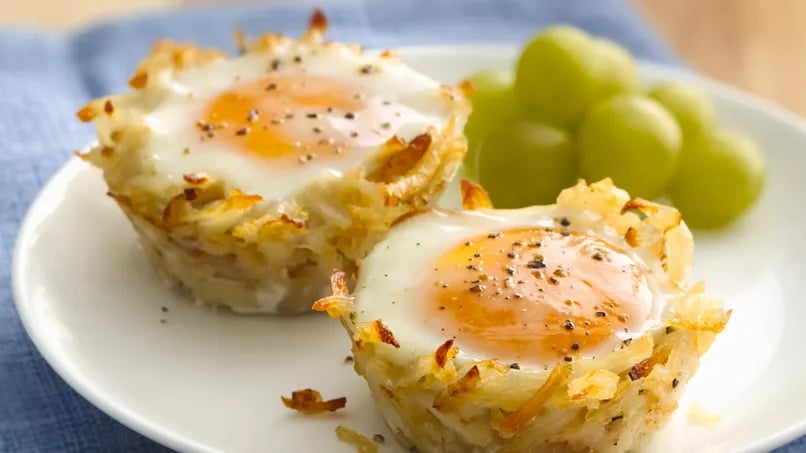 Egg Topped Hash Brown Nests