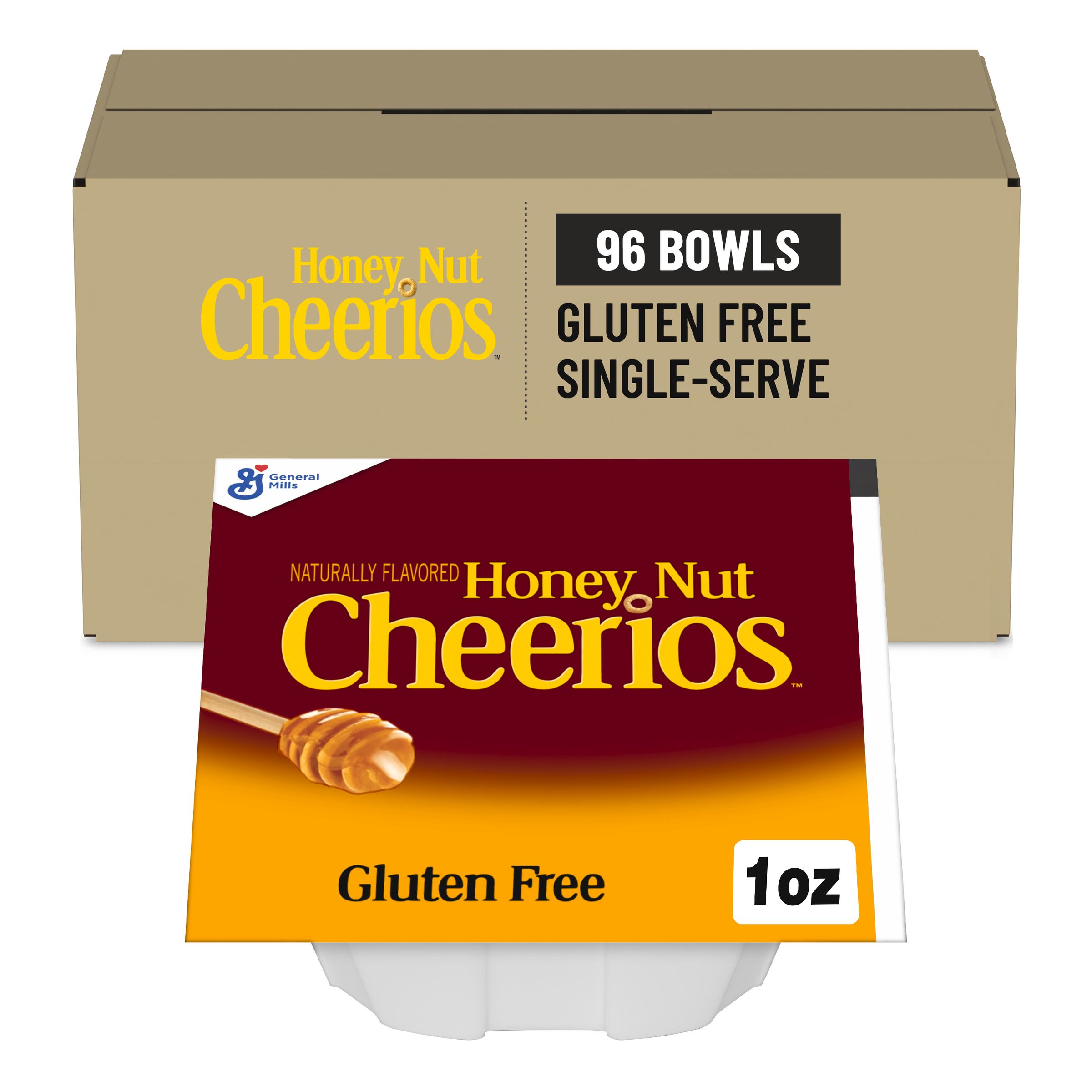  Case Optimized Hero Honey Nut Cheerios Gluten Free Cereal Single Serve Bowlpak 96/1 OZ