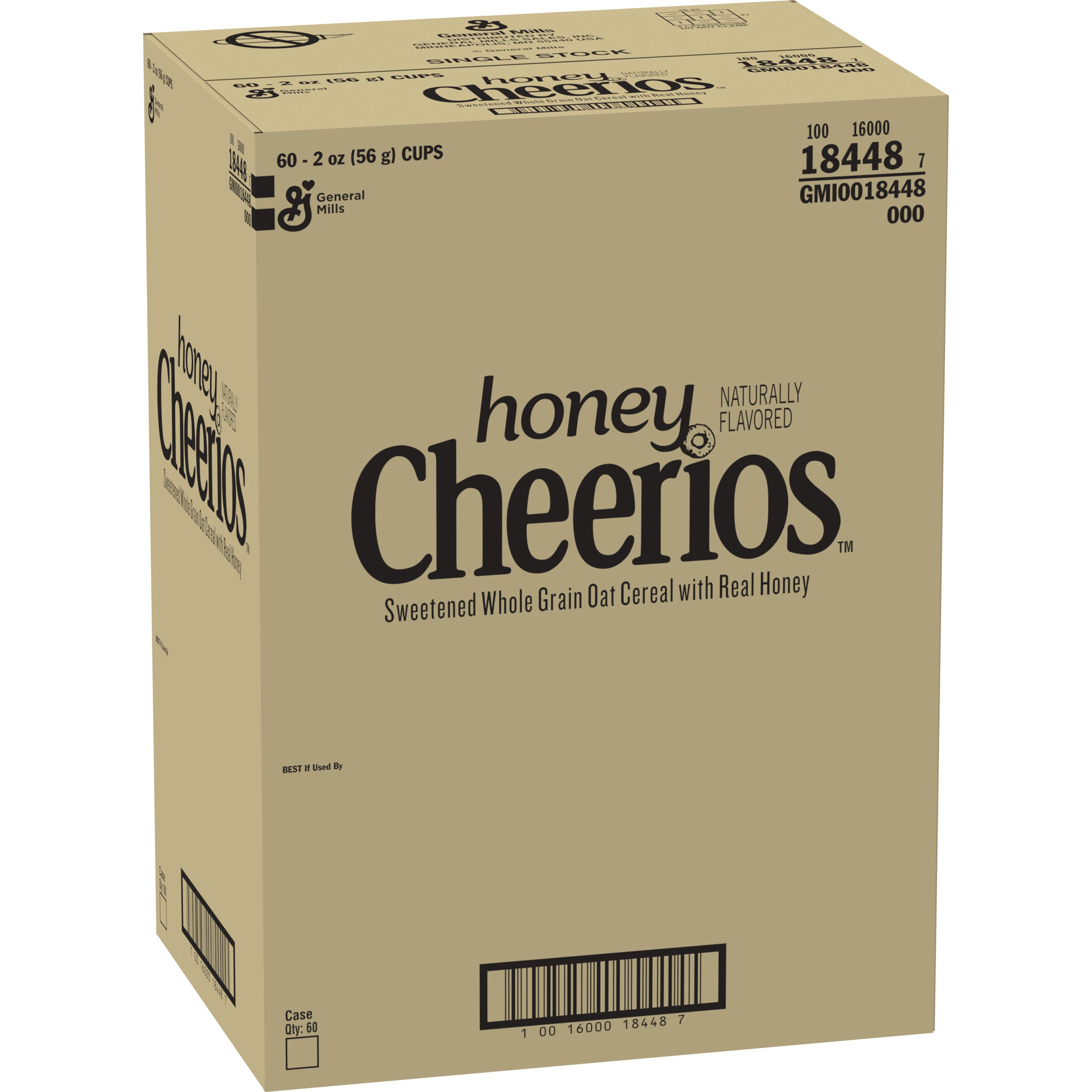 Case - Left Front 3D Honey Cheerios(TM) Cereal Single Serve K12 2oz Eq Grain