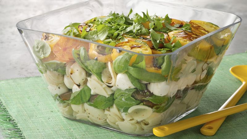 Layered Pasta Caprese Salad