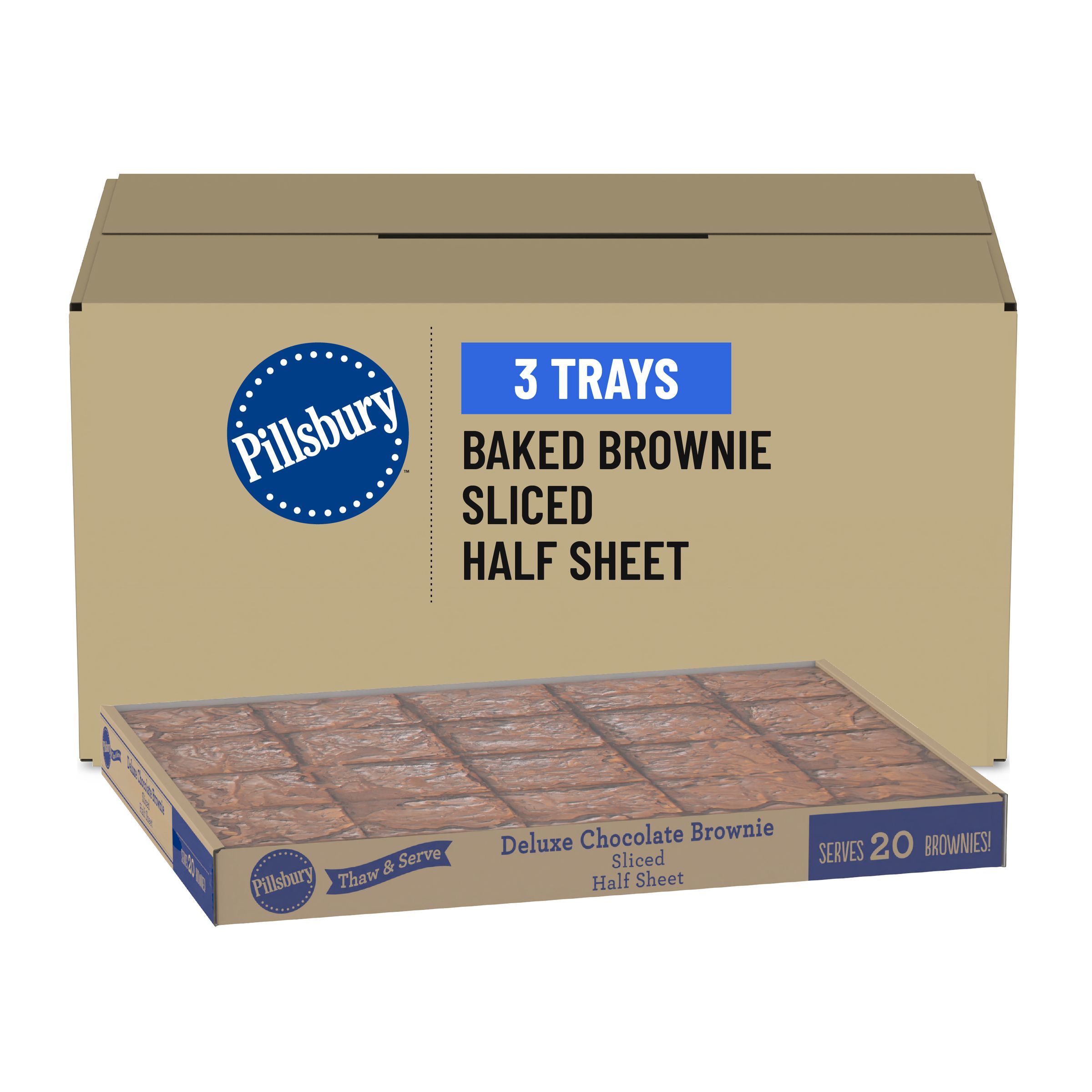  Case Optimized Hero Pillsbury Frozen Baked Dessert Tray Chocolate Brownie Sliced Half Sheet 3/67.8 OZ