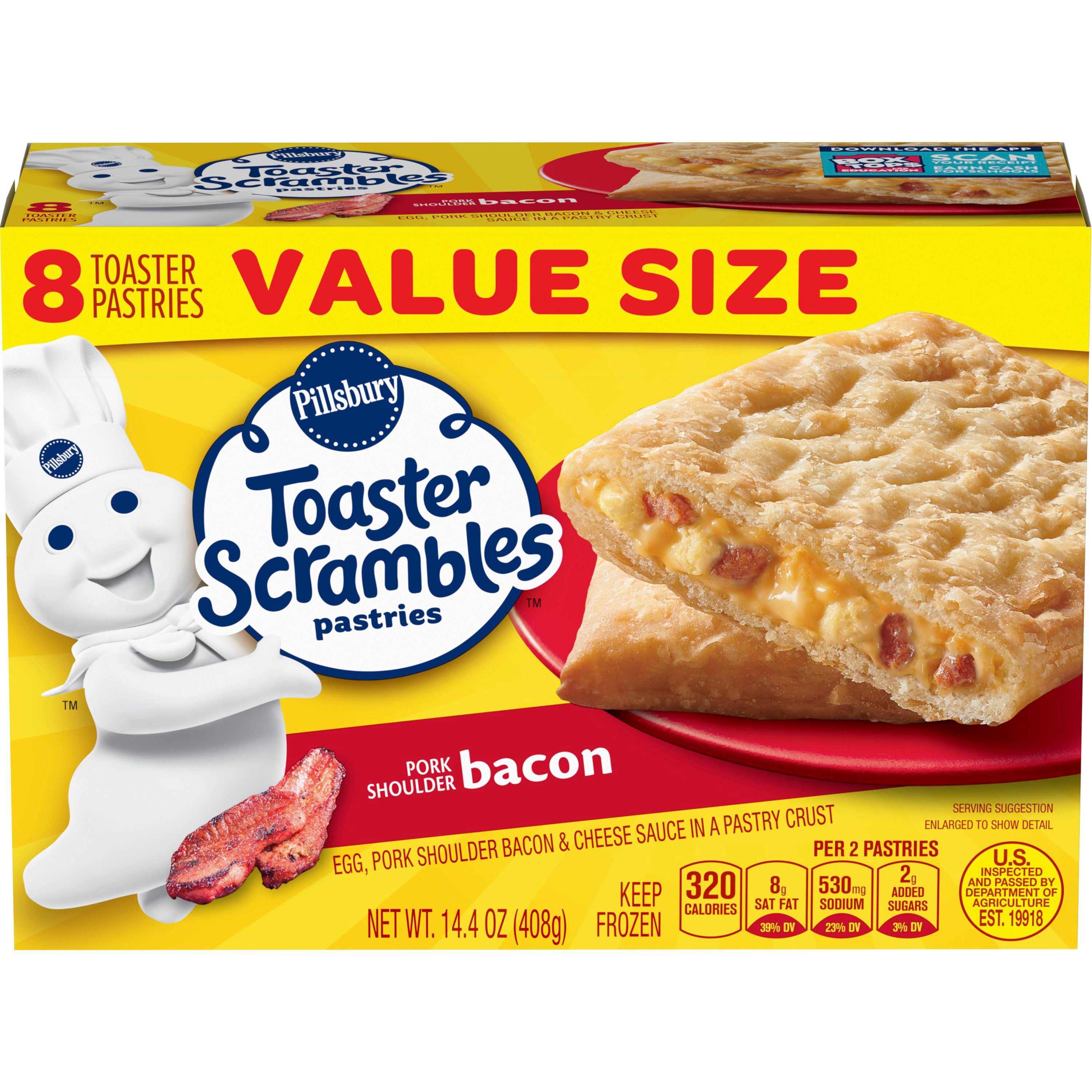 Pillsbury™ Bacon Toaster Scrambles 8 Ct. - Front