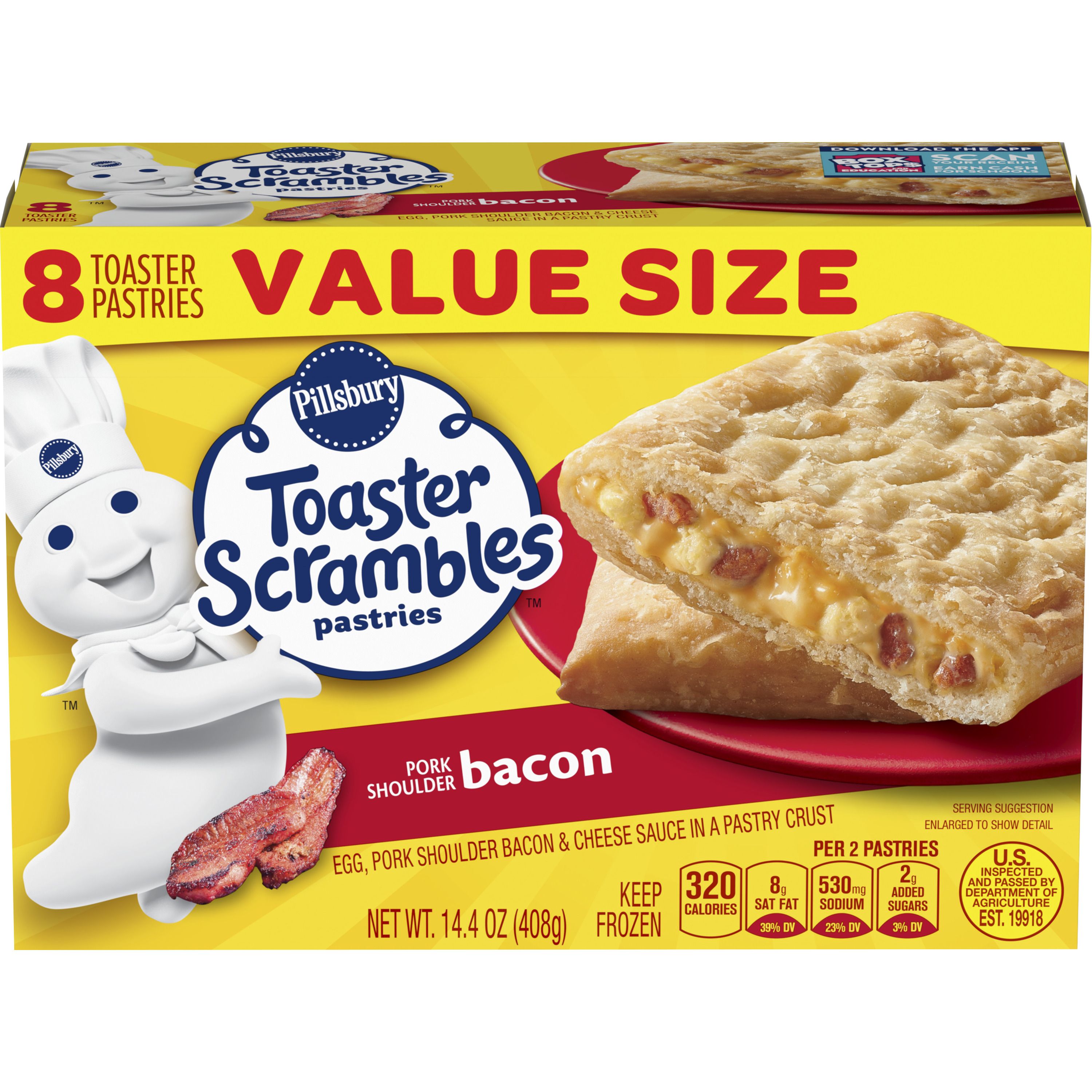 Pillsbury™ Bacon Toaster Scrambles 8 Ct. - Front