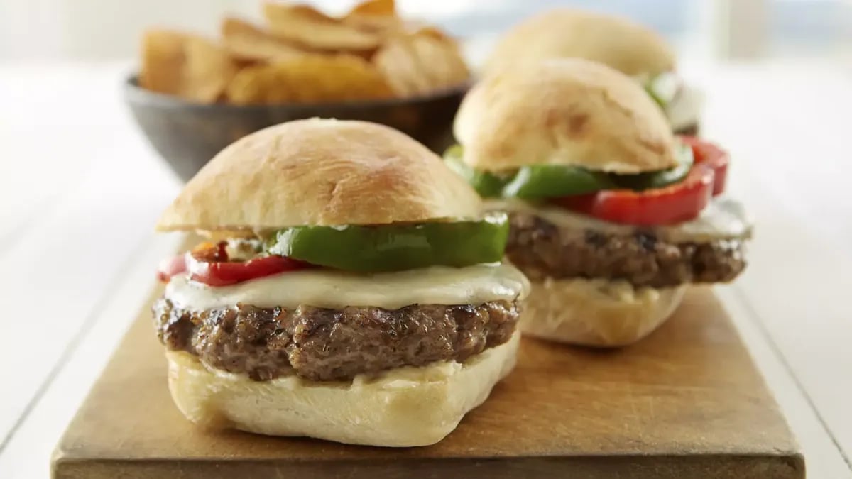 Meatball Provolone Burgers with Garlic Parmesan Aioli