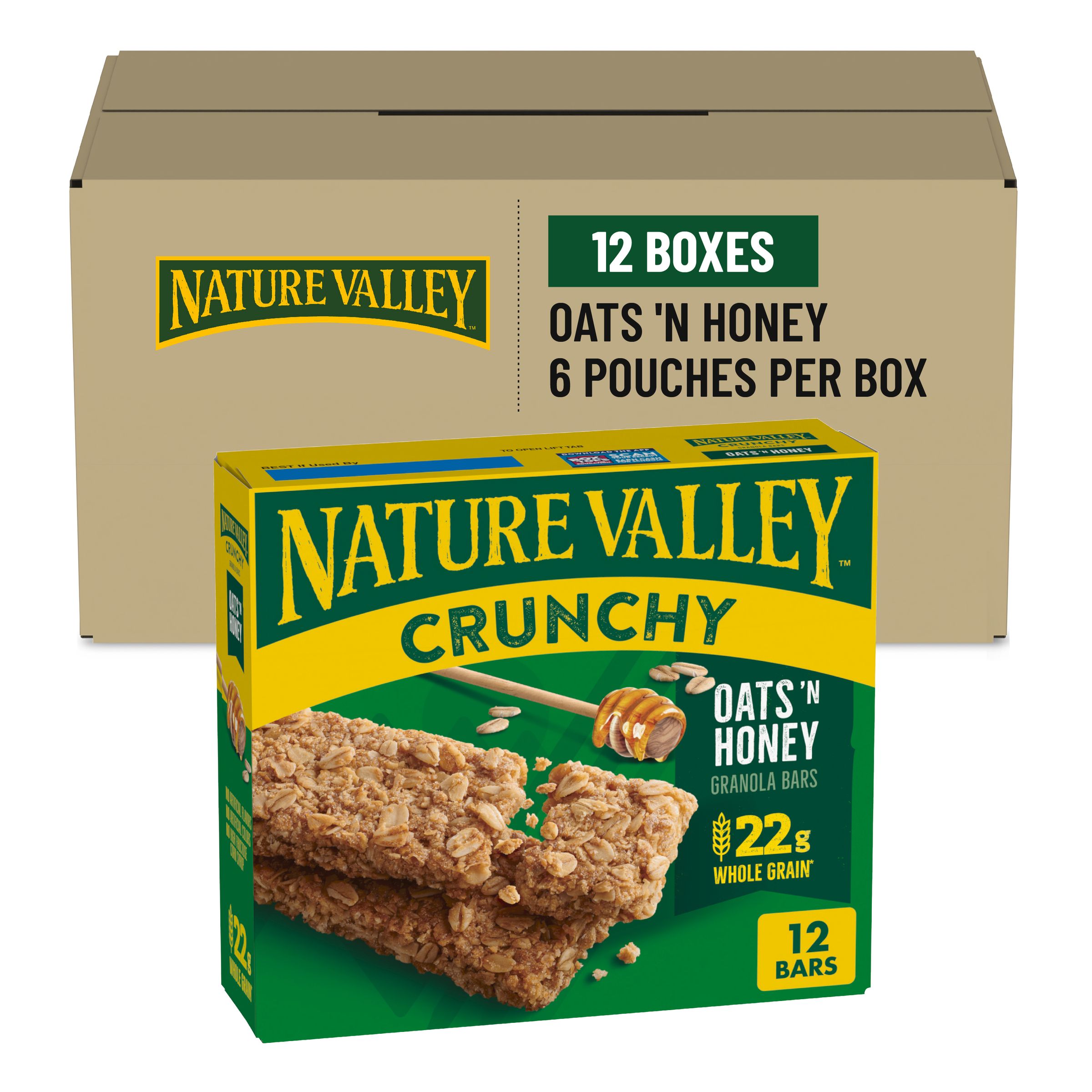  Case Optimized Hero Nature Valley(TM) Crunchy Granola Bars Oats 'n Honey (Double Bar) (6 ct) 1.49 oz