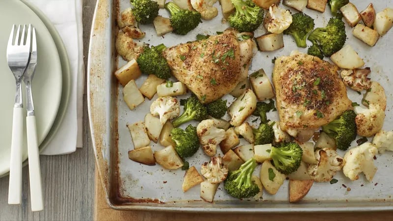 Roasted Chicken and Vegetables Sheet-Pan Dinner (Cooking for 2)