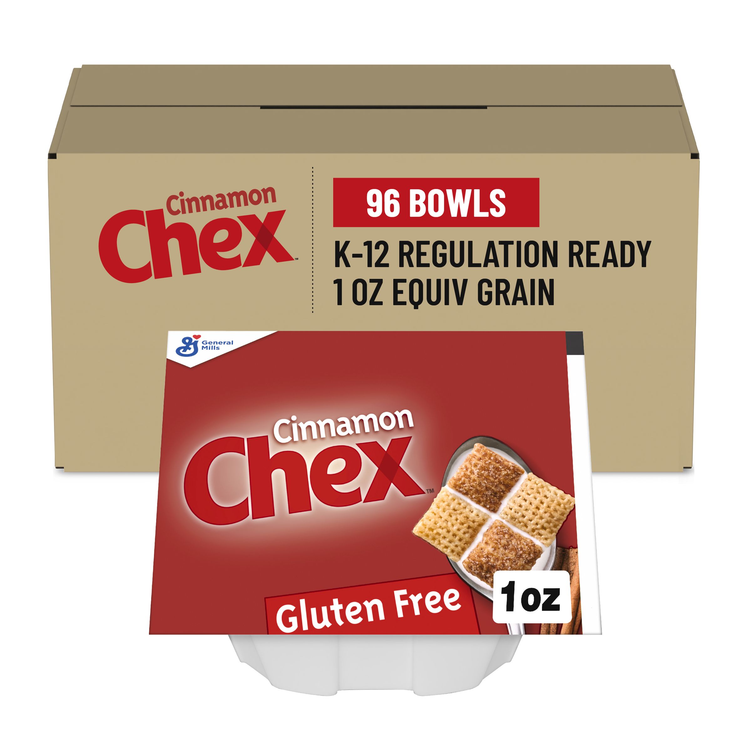  Case Optimized Hero Cinnamon Chex Gluten Free Cereal Single Serve Bowlpak 96/1 OZ