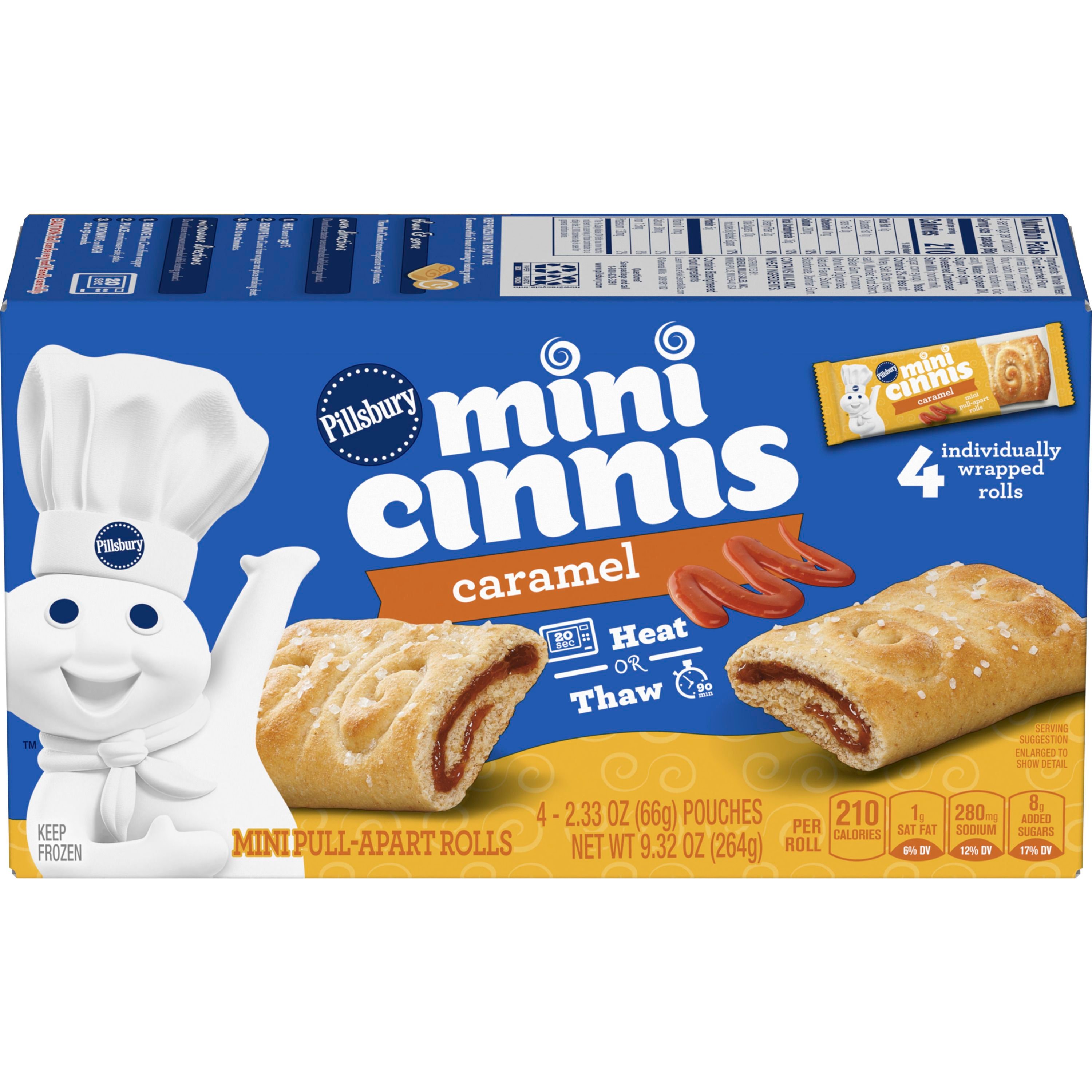 Pillsbury Mini Cinnis, Pull-Apart Caramel Rolls, 4 Rolls, 9.32 oz - Front