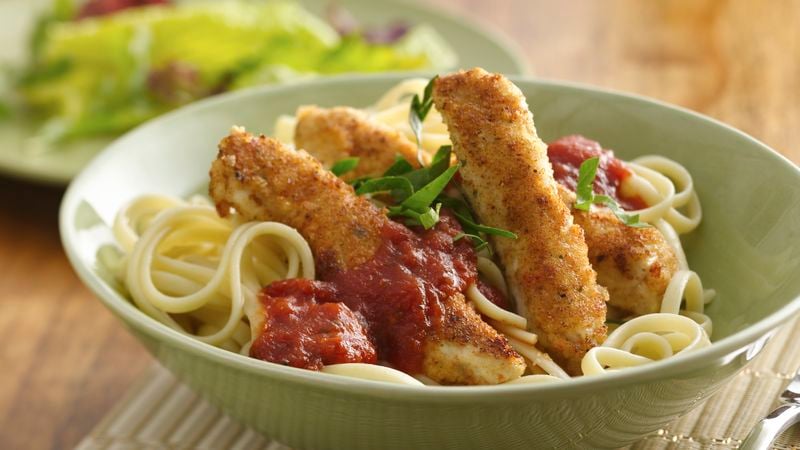 Chicken Strips Italiano with Linguine
