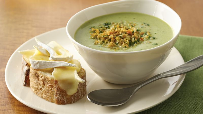 Asparagus Soup with Brie Bruschetta