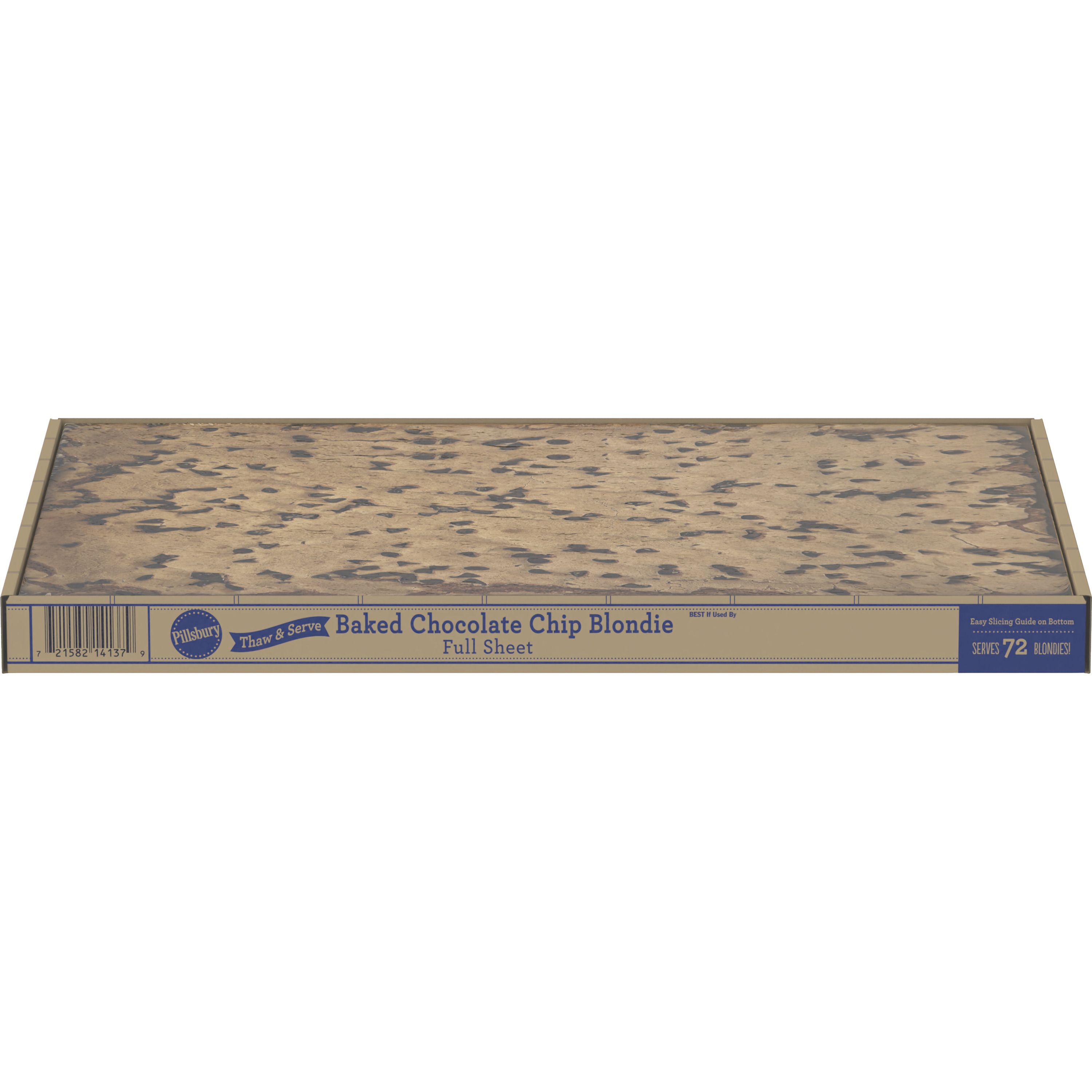 Left Front - 3D Pillsbury Frozen Baked Blondie Tray Chocolate Chip Full Sheet 3/147.18 OZ