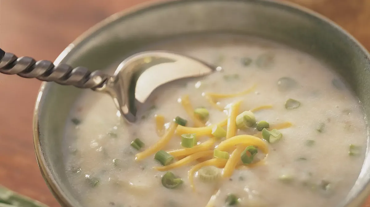 Rustic Potato Soup with Cheddar and Green Onions