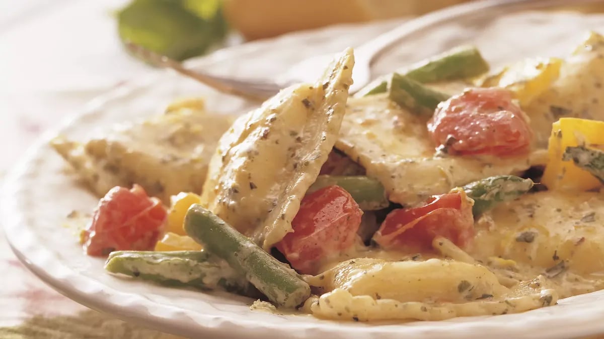 Spring Ravioli with Pesto Cream