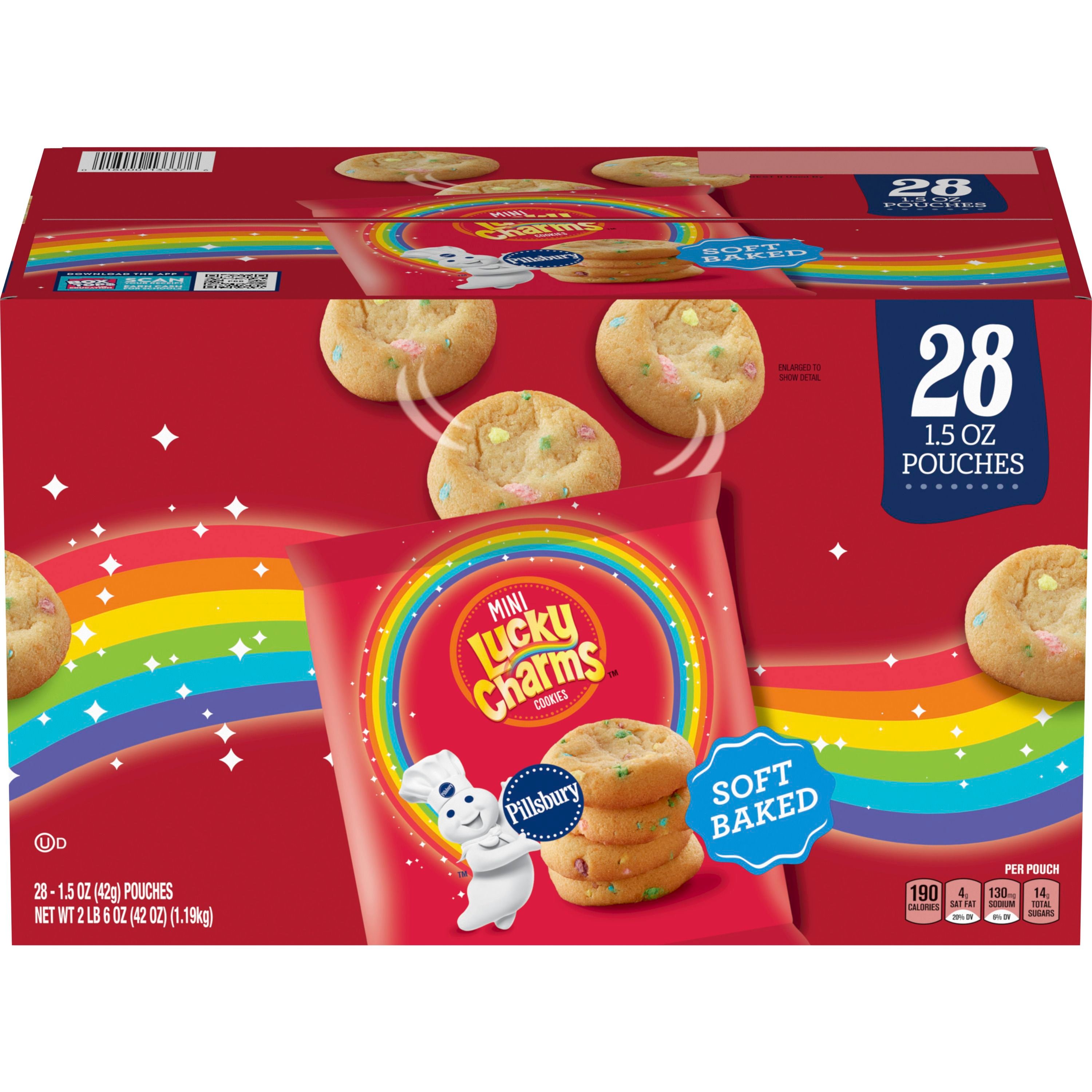 Pillsbury Lucky Charms Mini Soft Baked Cookies, Snack Bags, 28 ct - Front