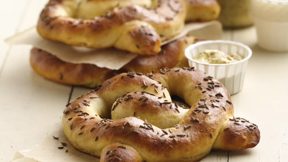 Brat and Sauerkraut-Filled Pretzels