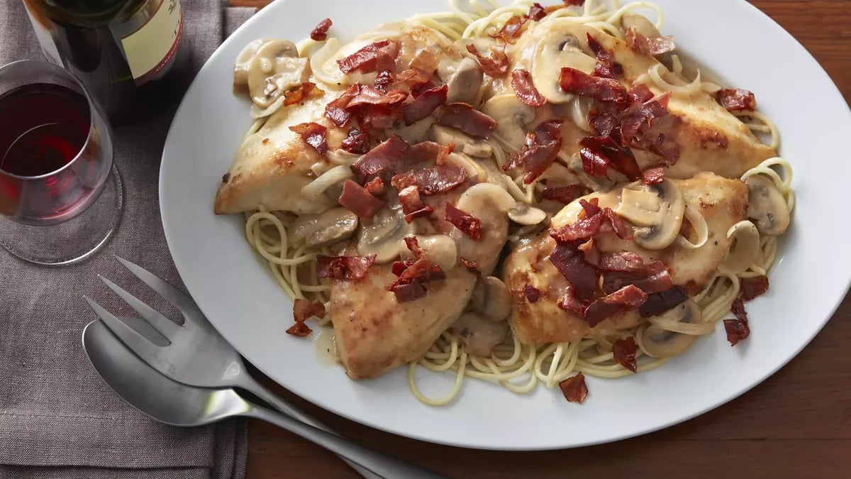 Italian Smothered Chicken with Crispy Prosciutto