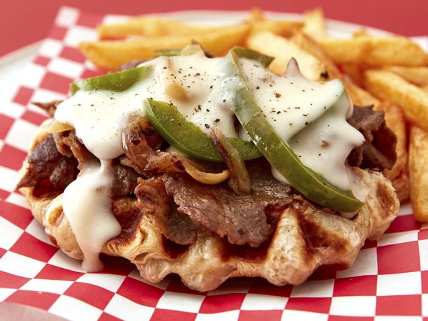 Philly Cheesesteak Waffled Croissants