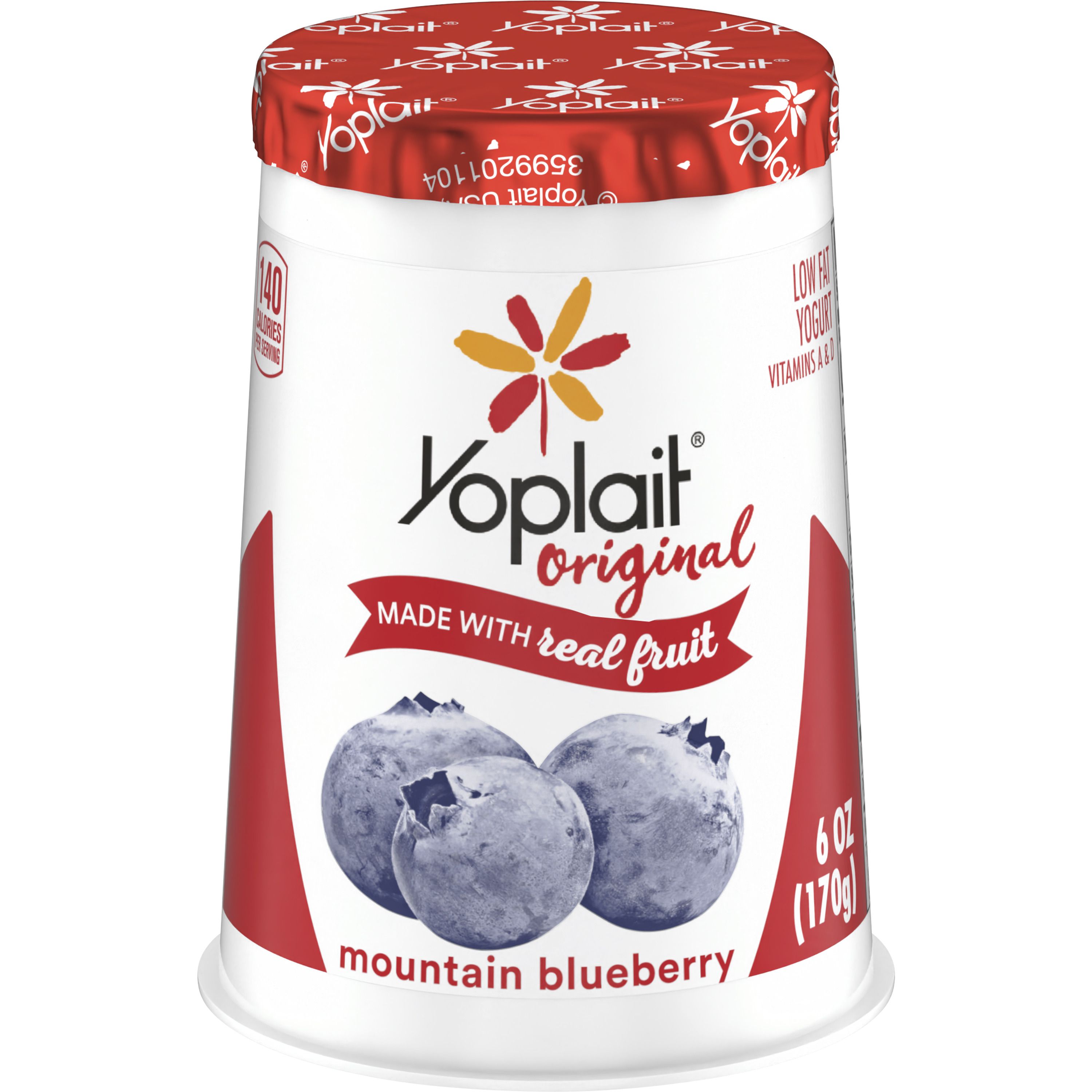 Front - 3D Yoplait Original Yogurt Single Serve Cup Mountain Blueberry 12/6 OZ