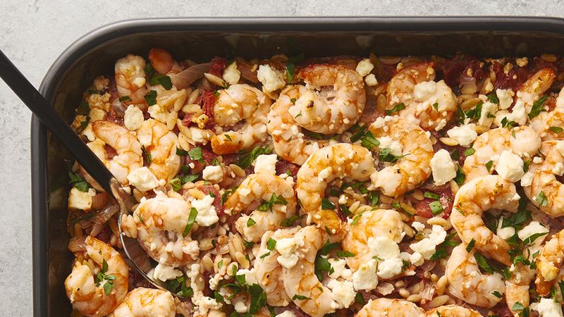 Baked Shrimp with Orzo and Feta
