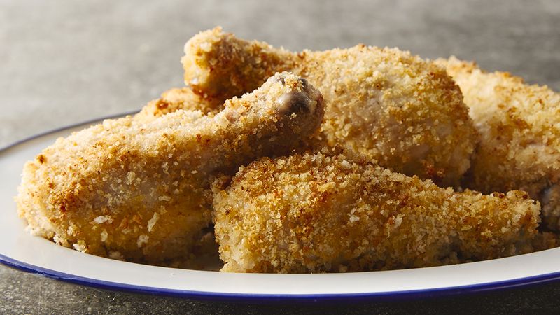 Oven-Baked Parmesan- and Panko-Crusted Chicken Drumsticks