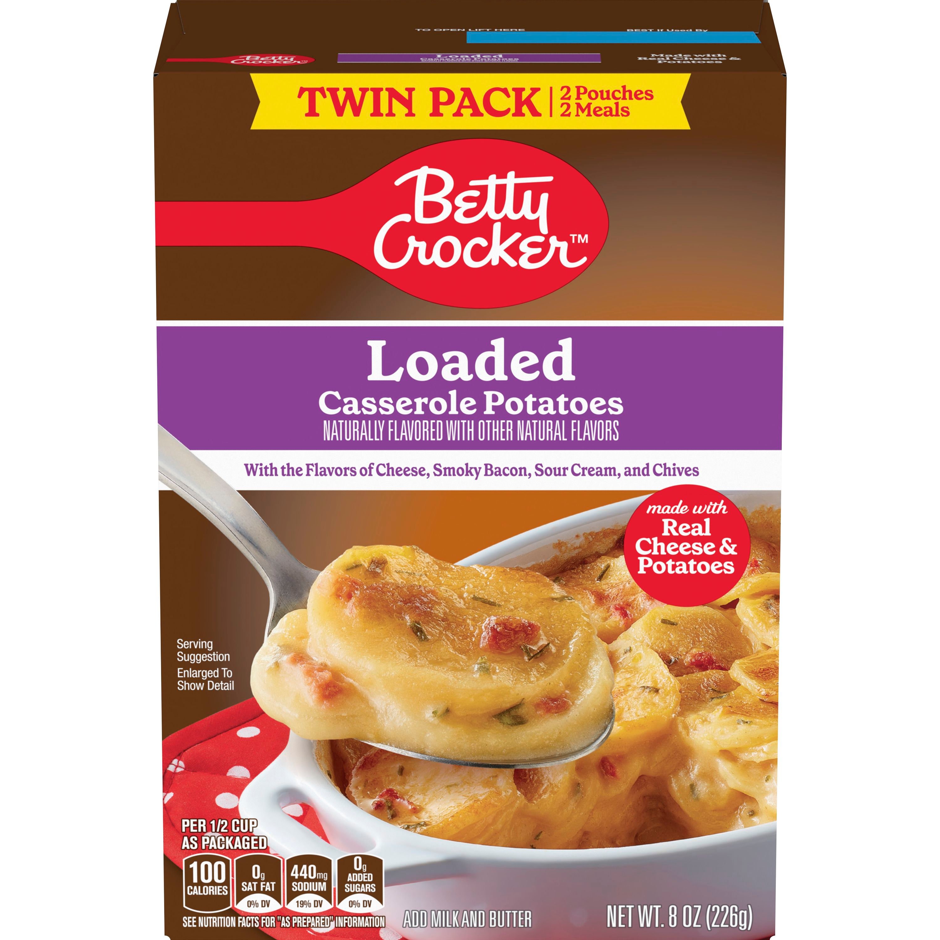 Betty Crocker Loaded Casserole Potatoes, Made With Real Cheese, Twin Pack, 8 oz Box - Front