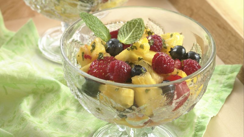 Pineapple-Berry Salad with Honey-Mint Dressing