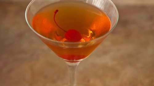 Manhattan in Martini Glass