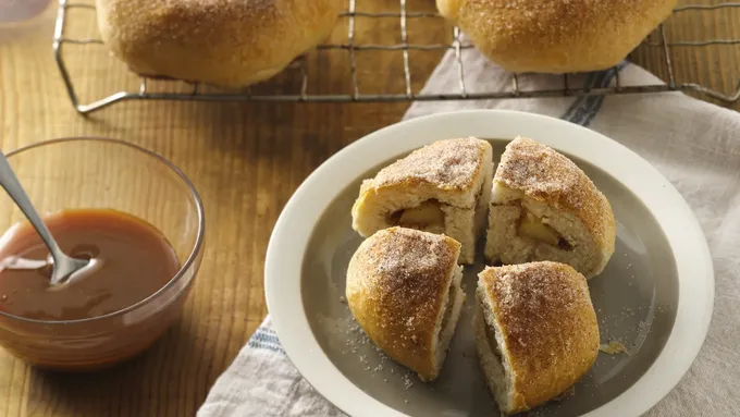 Apple Filled Cinnamon Sugar Doughnuts 