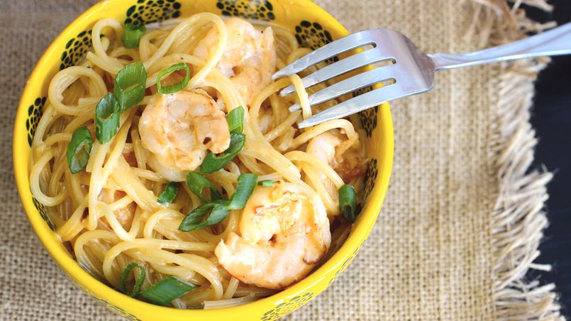Pasta Con Salsa Cremosa De Camarones