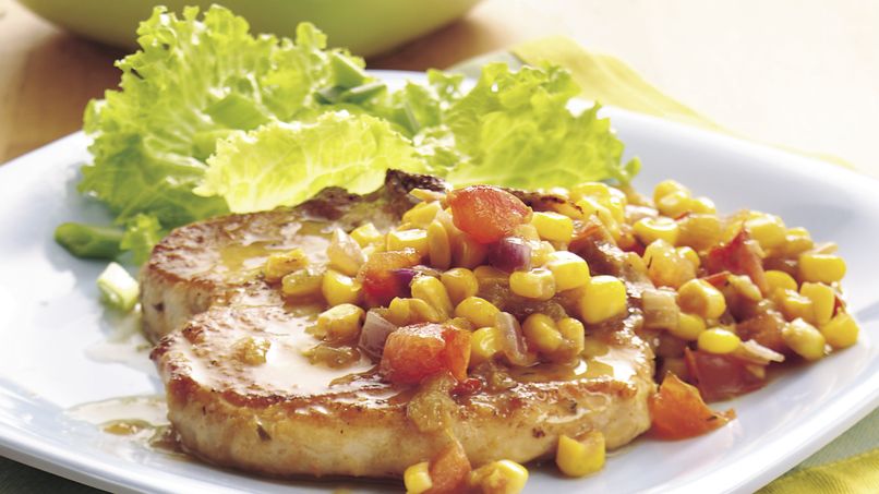 Pork Chops with Green Chile Corn
