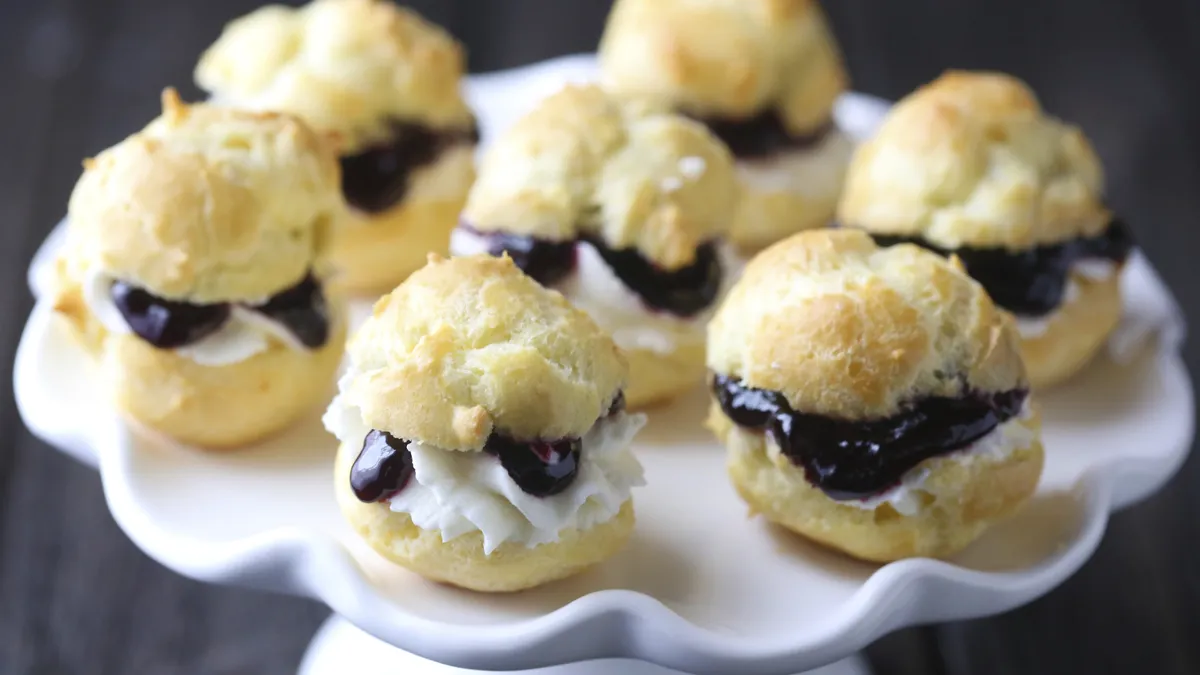 Quick Boozy Raspberry Sauce and Cream Puffs