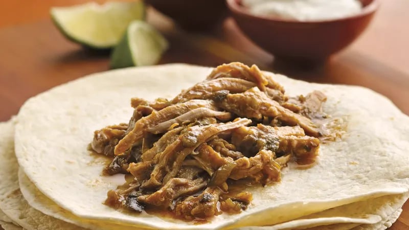 Slow-Cooker Green Chile Pulled Pork Burritos