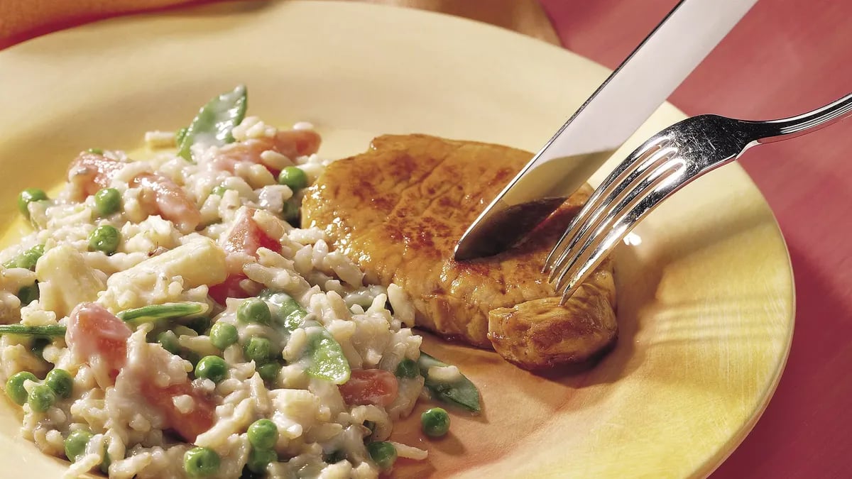 Pork Chop Dinner with Rice and Veggies