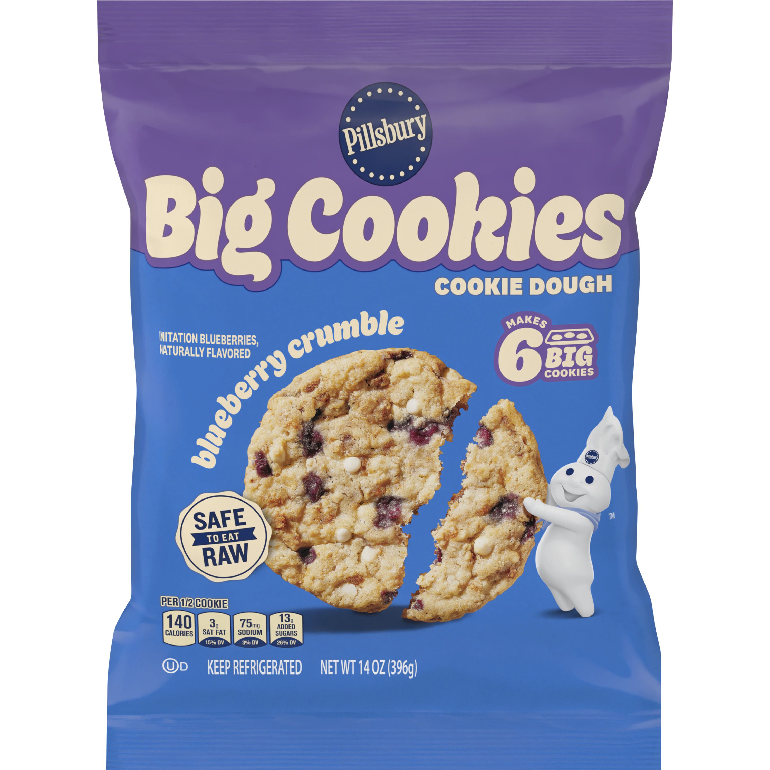 Pillsbury™ Big Cookies Blueberry Crumble Cookie Dough - Front