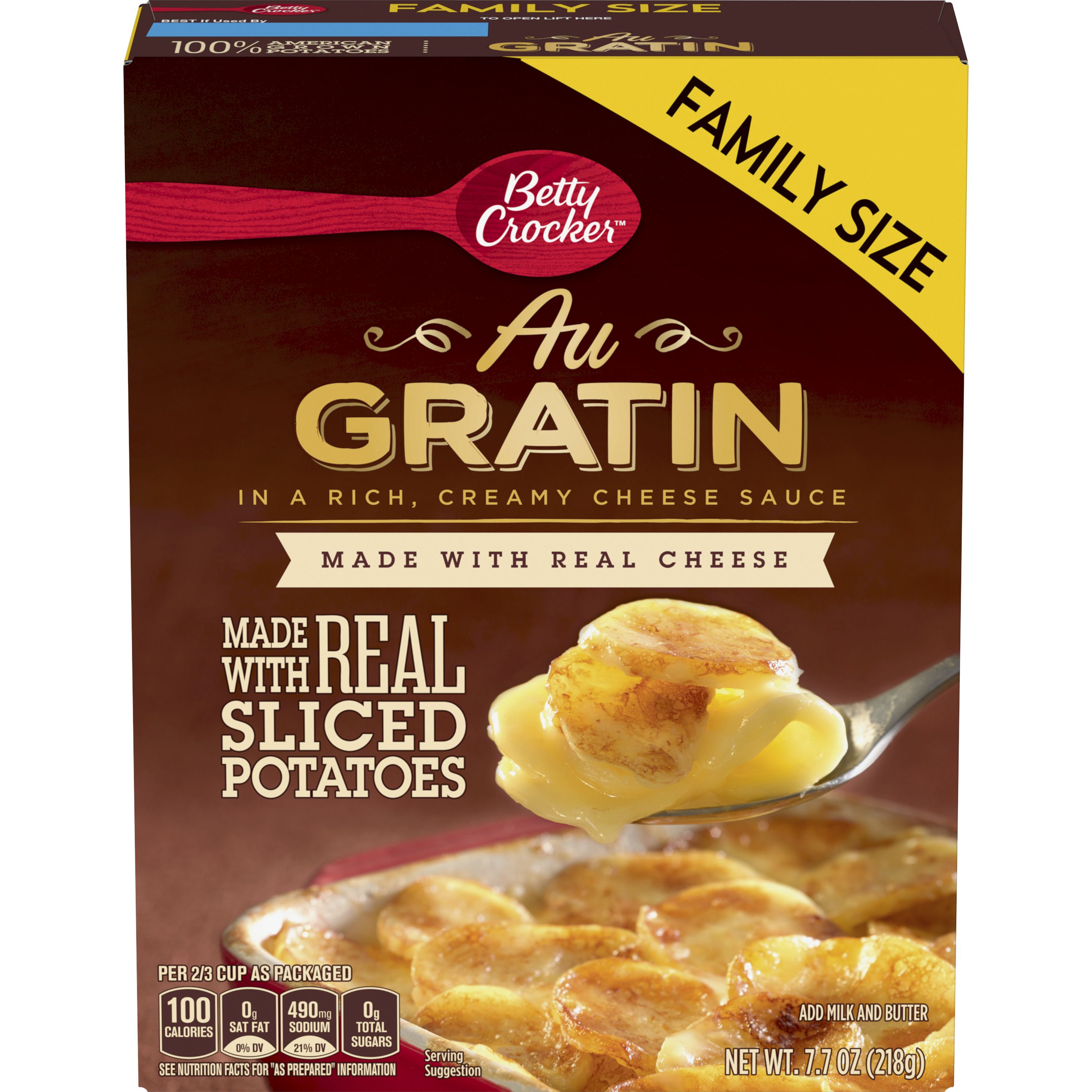 Betty Crocker Au Gratin Potatoes, Made with Real Cheese, 7.7 oz - Front