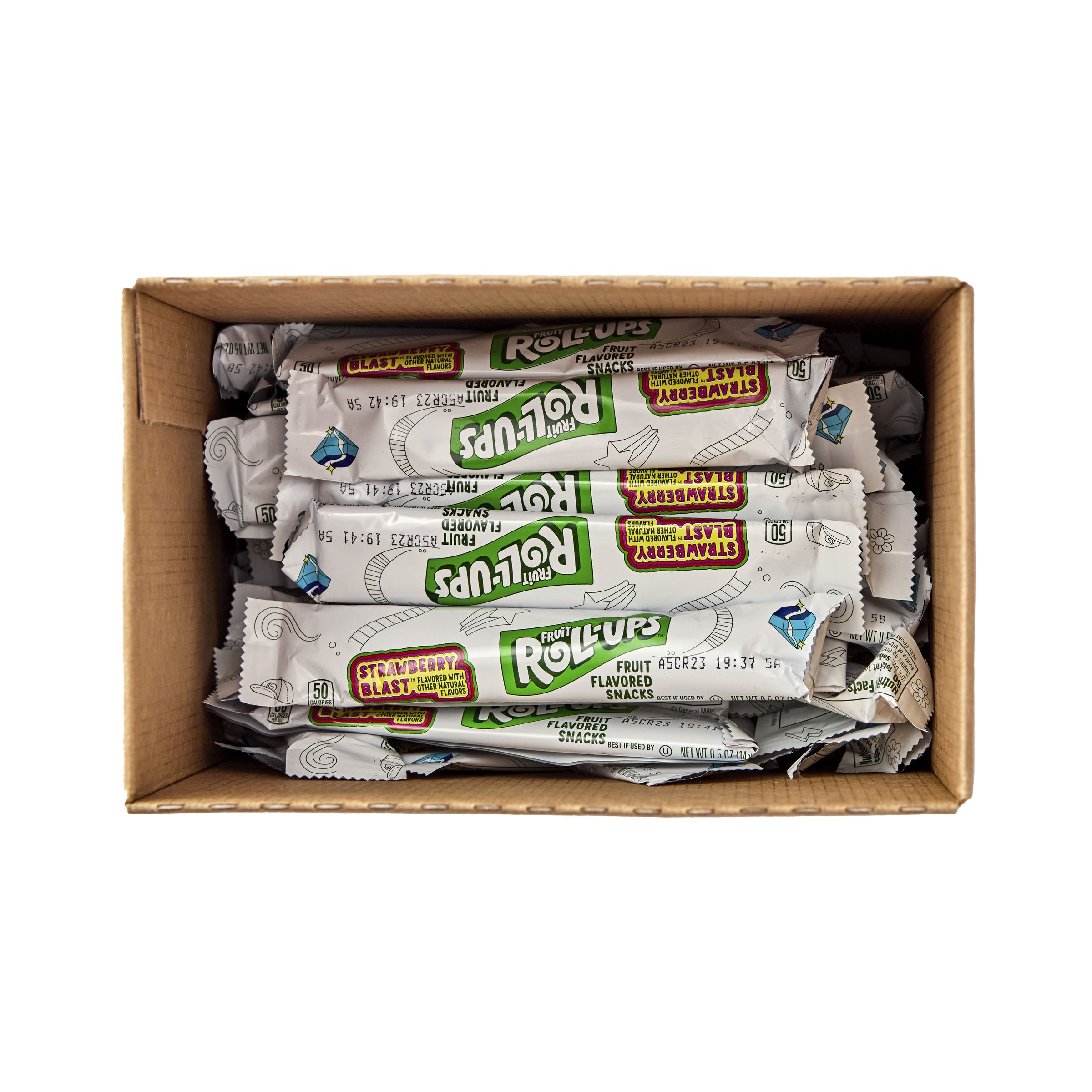  Open Case Fruit Roll-Ups Gluten Free Fruit Snacks Single Serve Pouch Reduced Sugar Strawberry 96/0.5 OZ