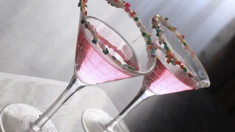 Pink Martini with Yogurt and Sprinkle Rim