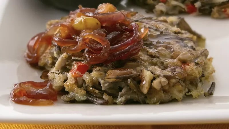 Wild Rice-Pecan Patties with Red Onion Chutney