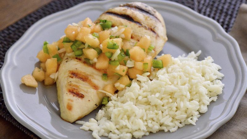Grilled Chicken with Cantaloupe Salsa
