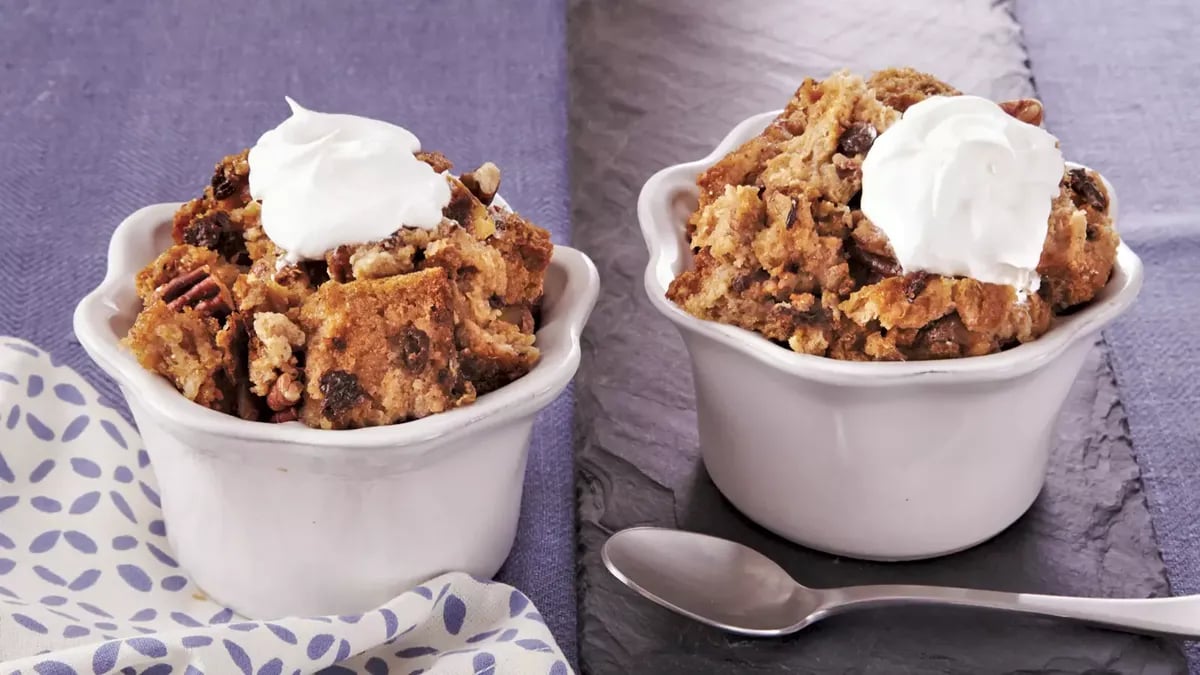 Individual Slow-Cooker Cinnamon-Raisin Bread Pudding